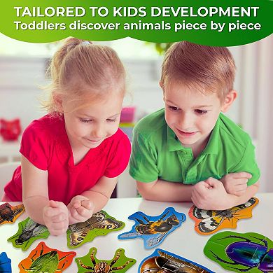 QUOKKA Toddler Floor Puzzles Ages 2-4 8 Realistic Bugs Shapes with Extra-Thick 40-Piece Set