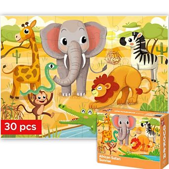 QUOKKA Jigsaw Puzzles 30 pc Africa Animals for Kids 3-5 Years - Learning Puzzles - Educational Toys