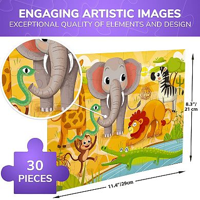 QUOKKA Jigsaw Puzzles 30 Pcs Africa Animals for Kids 3-5 Years - Learning Puzzles - Educational Toys