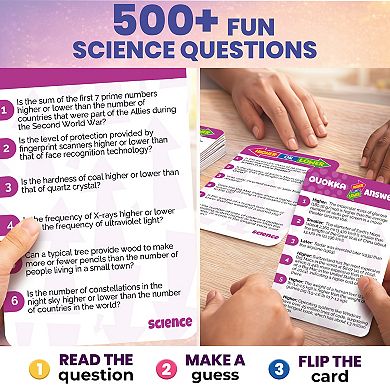 QUOKKA Higher or Lower Trivia Card Game for Kids & Adults Family Knowledge Challenge