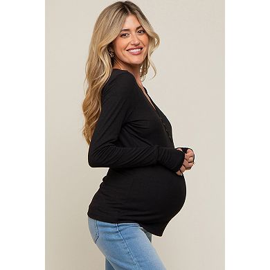 Maternity Button Front Long Sleeve Top