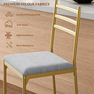 IDEALHOUSE 26 Inch Metal Bar Stools Set of 4 with "= Back" and Thick Cushion