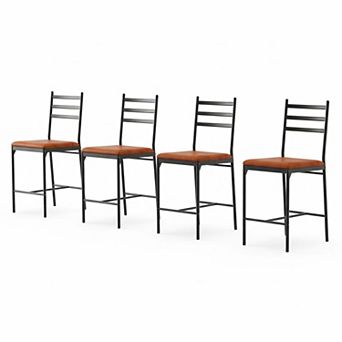 IDEALHOUSE 26 Inch Metal Bar Stools Set of 4 with "= Back" and Thick Cushion