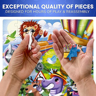 QUOKKA Set of 4 Vertical Jigsaw Puzzles 60Pcs For 5-7 Year Olds - Learning Ocean, Animals & Zoo Park