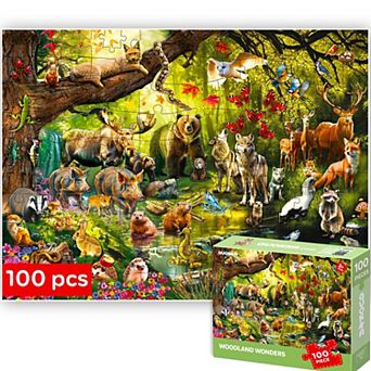 QUOKKA Kids Puzzle 100 pc Forest Animals Learning Toy for Boys & Girls Ages 4-8