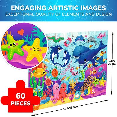 QUOKKA Jigsaw Puzzles 60 Pieces with Ocean Animals for Kids 4-6 Years Educational Learning Game