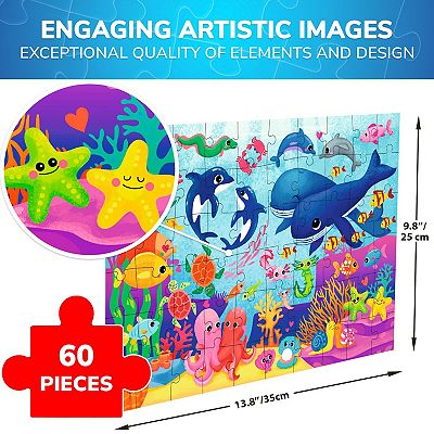 QUOKKA Jigsaw Puzzles 60 Pieces with Ocean Animals for Kids 4-6