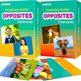 QUOKKA Opposites Flash Cards 104 Realistic Vocabulary for Pre-K & Kindergarten - Age 3+