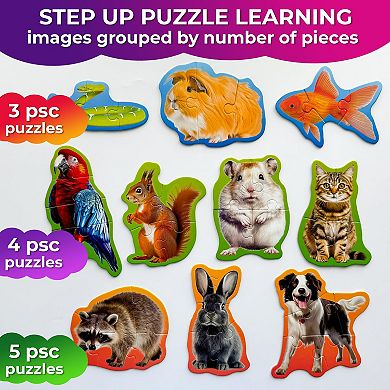 QUOKKA Large Floor Puzzles for Toddlers 2-4 8 Animal Shapes, Extra-Thick 40 Pieces Learning Game
