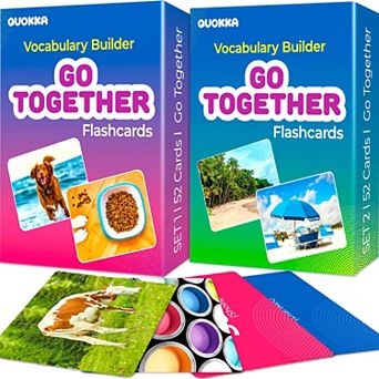 QUOKKA 104 Go Together Flash Cards Realistic Vocabulary Builder for Kids, Pre-K & Kindergarten