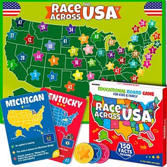 QUOKKA Board Trivia Game States of America for Kids Ages 8-12 and Families Educational Game