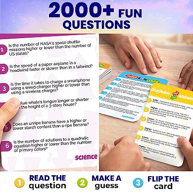 QUOKKA Higher or Lower Trivia Card Game for Kids & Adults Family Knowledge Challenge