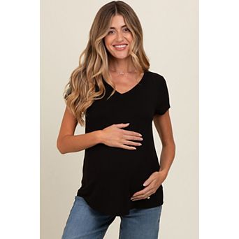 Maternity Basic V-Neck Short Sleeve Top