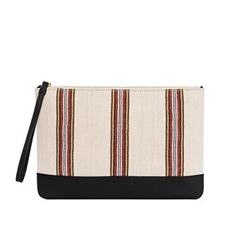 Antiochia Calfskin and Handloomed Fabric Clutch