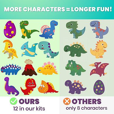 QUOKKA Crafts DIY Beginner Needle & Thread Kit - 12 Dino Animals Sewing Kit for Kids 7-10 Years