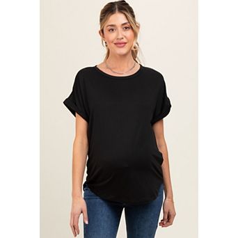 Maternity Rolled Cuff Short Sleeve Top