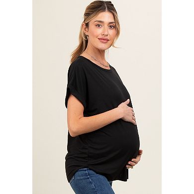 Maternity Rolled Cuff Short Sleeve Top