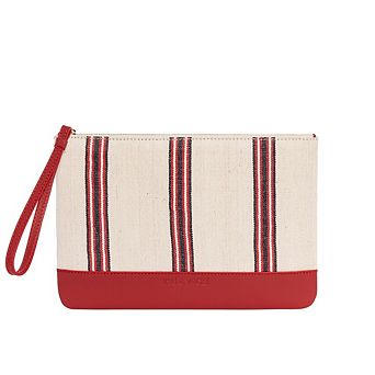 Apollon Calfskin and Handloomed Fabric Clutch