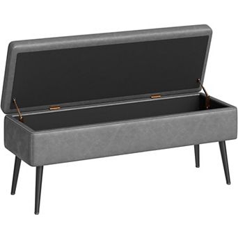 IDEALHOUSE Storage Ottoman Bench 47.7 Inch with Metal Legs, Synthetic Leather