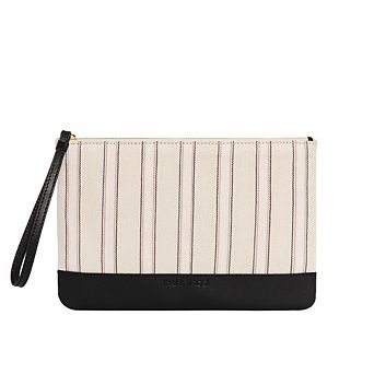 Defne Calfskin and Handloomed Fabric Clutch