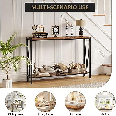 44.88" Slim 2-Tier Console Table with Storage for Entryway, Living Room, Hallway & Foyer