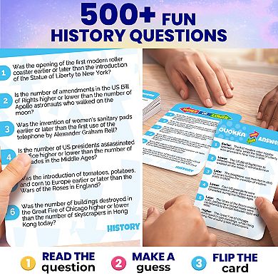 QUOKKA Higher or Lower Trivia Card Game for Kids & Adults Family Knowledge Challenge