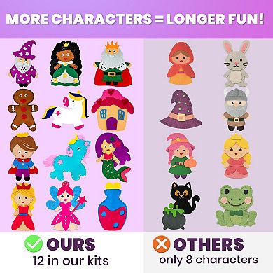 QUOKKA Crafts DIY Beginner Needle & Thread Kit - 12 Fairy Tale Sewing Kit for Kids 7-10 Years