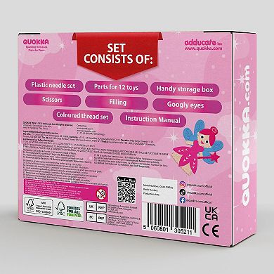 QUOKKA Crafts DIY Beginner Needle & Thread Kit - 12 Fairy Tale Sewing Kit for Kids 7-10 Years