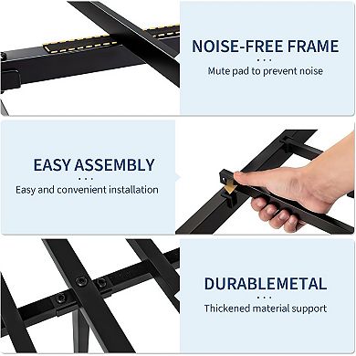 Wooden Slat Platform Bed Frame with Headboard No Box Spring Needed, Noise-Free, Underbed Storage