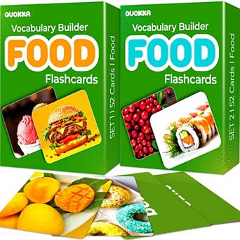 QUOKKA Food Flash Cards 104 Picture Vocabulary Set for ABA Therapy, ESL & Early Education - Age 3+