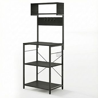 IDEALHOUSE Kitchen Bakers Rack with Power Outlet and Storage