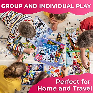 QUOKKA Magnetic Kids Puzzles 3-6 Polar & Jungle Animals 2x48 Piece Travel Activity Set