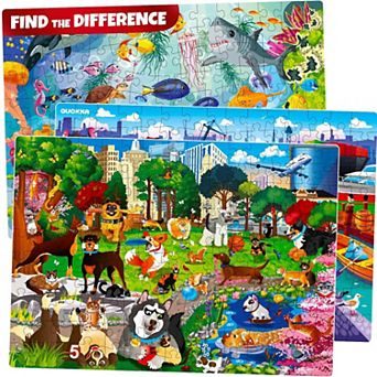QUOKKA Set of 3 Jigsaw Puzzles 150 pc Search & Find Ocean Animal for Kids 5-10 Years Learning Game