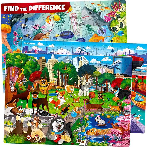QUOKKA Set of 3 Jigsaw Puzzles 150 PCS Search & Find Ocean Animal