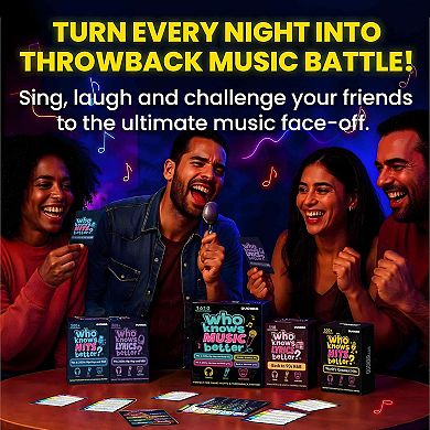 QUOKKA Who Knows Music Better? 1610 Music Trivia Questions Ultimate 4-Pack Party Game Box