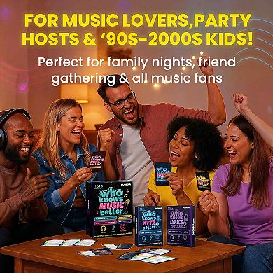 QUOKKA Who Knows Music Better? 1610 Music Trivia Questions Ultimate 4-Pack Party Game Box