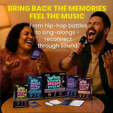 QUOKKA Who Knows Music Better? 1610 Music Trivia Questions Ultimate 4-Pack Party Game Box