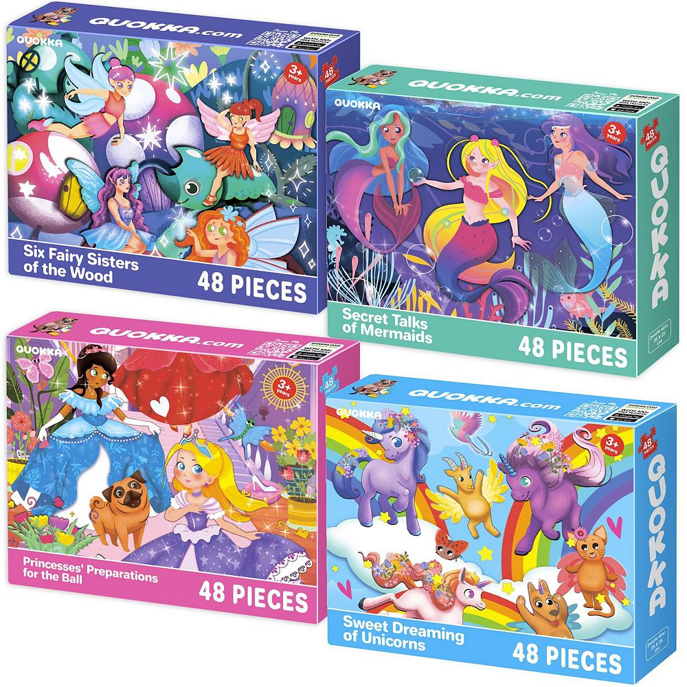 ロルカナ キーダ ヒーロー・プリンセス 4枚セット QUOKKA Set of 4 Vertical Jigsaw Puzzle 48Pcs with Fantasy Heros
