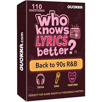 QUOKKA Who Knows Lyrics Better? 110 Questions 90s R&B Music Trivia & Singing Game for Parties