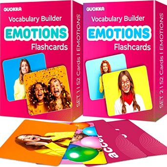 QUOKKA 104 Real-Life Flash Cards Emotions & Vocabulary Builder for Kids, Adults, and Educators