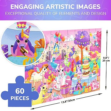 QUOKKA Jigsaw Puzzles 60 Pcs Unicorns for Kids 4-6 Years Preschoolers Educational Learning Game