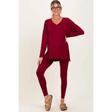 Maternity Brushed Knit Oversized Top and Legging Set