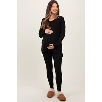 Maternity Brushed Knit Oversized Top and Legging Set