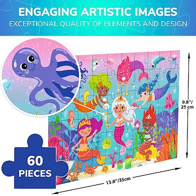 QUOKKA Jigsaw Puzzles 60 Pcs Mermaid for Kids 4-6 Years Preschoolers Educational Learning Game