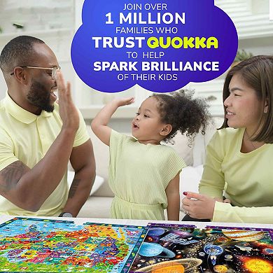 QUOKKA Puzzles for Kids 4-6 Set of 3 Educational 100 Piece - Map USA, World & Space Puzzle