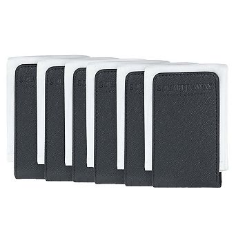 Wedding Party Pack, 6 Holders with White Pocket Squares for Groom & Groomsmen