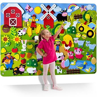 QUOKKA Felt Board - 70 pc Double-Thick Farm Set for Kids 2-5 Years Old for Indoor and Classroom