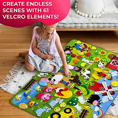 QUOKKA Felt Board - 70 PCS Double-Thick Farm Set for Kids 2-5 Years Old for Indoor and Classroom