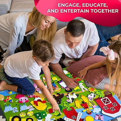 QUOKKA Felt Board - 70 PCS Double-Thick Farm Set for Kids 2-5 Years Old for Indoor and Classroom