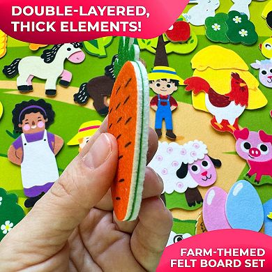 QUOKKA Felt Board - 70 PCS Double-Thick Farm Set for Kids 2-5 Years Old for Indoor and Classroom